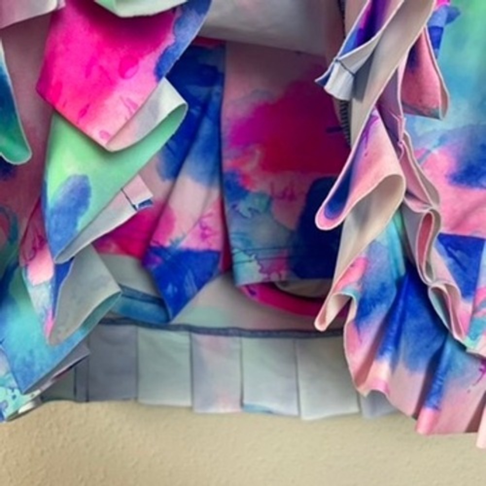 Tzu Tzu‎ Womens Skirt Watercolor Print Pleated Ruffle Athletic Skort Size M - Picture 4 of 9